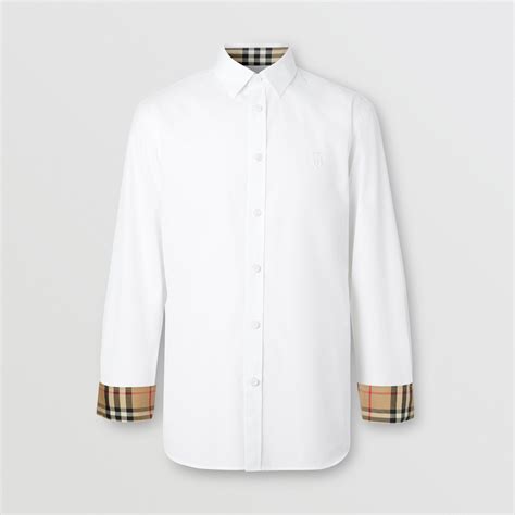 burberry monogram motif slim-fit shirt|Stretch Cotton Shirt in White .